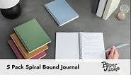 Paper Junkie 5 Pack Spiral Journal - Small Notebooks Bulk 6" x 8" with 120 Lined Pages for Work, Students, School, Writing (5 Colors Kraft Paper Covers)