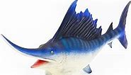 Gemini&Genius Sea Life Sailfish Action Figure Soft Rubber Swimming Pool Bathtub Toys, Realistic Ocean Animals Swordfish Educational and Role Play Toys for Kids and Collectors (Blue Sailfish)