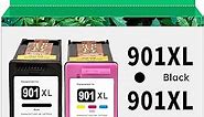 OA100 Remanufactured Ink Cartridge Replacement for HP 901 Ink Cartridges 901XL for Officejet 4500 J4500 J4540 J4680 (Black and Tri-Color, 2-Pack)