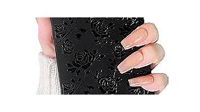 Lovmooful Compatible for iPhone 12 Case Cute Cool Flower Floral Black Design for Girls Women Soft TPU Shockproof Protective Girly for iPhone 12-Rose