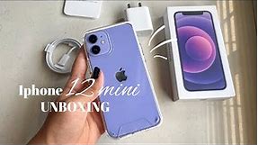 UNBOXING 🍎iPhone 12 mini purple, set up, accessories.AESTHETIC💜