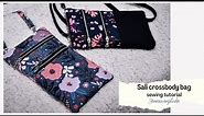 how to sew crossbody bag with zipper pockets + card slots - SALI crossbody bag project