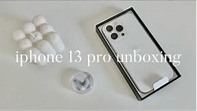 UNBOXING iPhone 13 Pro Silver 🦋 + accessories and setup
