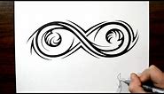 Drawing an Elaborate Infinity Symbol - Tribal Tattoo Design Style