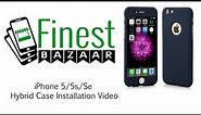 iPhone 5/5s/se Hybrid 360 Case Full Body Luxury Cover + Tempered Glass by FinestBazaar