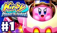 Kirby Planet Robobot - Gameplay Walkthrough Part 1 - Area 1: Patched Plains! (Nintendo 3DS English)