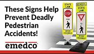 Make Crosswalks Safer Using Spring-Back Pedestrian Crosswalk Signs | Emedco Video