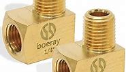 Boeray 2pcs Brass Fitting, 90 Degree Barstock Street Elbow, 1/4" NPT Male Pipe to 1/4" NPT Female Pipe