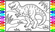 How to Draw a DINOSAUR for Kids 🖤💚🦖Dinosaur Drawing | Dinosaur Coloring Book Pages for Kids