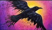 Easy Splatter Winged Raven Acrylic Painting Tutorial for Beginners LIVE