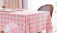 MANGATA CASA Pink Gingham Tablecloth for Rectangle Tables- Checkered Table Cloth Waterproof Kitchen & Table Linens-Polyester Buffalo Plaid Wrinkle Free Table Cover(Baby Pink 60x120in)