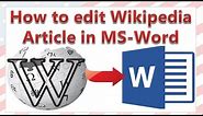 How to edit Wikipedia Article in word (Remove Superscripts, Remove all hyperlinks in word)