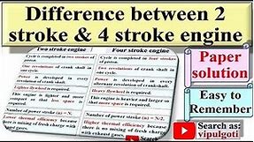Difference between two stroke and four stroke engine|two stroke engine vs four stroke engine