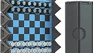 New VENTUREBOARD 6 Inches Magnetic Unique Chess Set Board Game - 2 Extra Queens - Folding Board, Portable Travel Chess Board Game Pieces - (Blue/Grey)