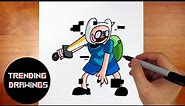 How To Draw FNF MOD Character - Corrupted Pibby Finn Easy Step by Step