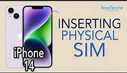 iPhone 14 - How to Insert and Set up PHYSICAL SIM card | Howtechs #iphone14