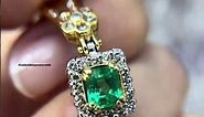 Handmade 1900s 1.70tcw vintage Colombian emerald & diamond floral motif bracelet 18k gold