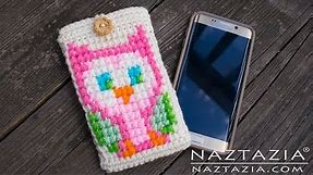 HOW to CROCHET OWL CELL PHONE CASE - DIY Tutorial Tunisian Cross Stitch For iPhone Android Samsung
