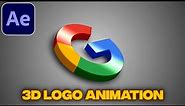 3D Logo Animation Tutorial in After Effects | No Plugins | 3D Intro Tutorial 2024