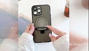 Designed for iPhone 14 Plus Case with Magnetic Invisible Ring Stand[Military Drop&Full Camera Lens Protection][Compatible with MagSafe]Shockproof Matte Translucent Slim Phone Case 6.7",Clear