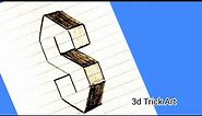 Very Easy || How To Draw The 3D S Symbol || 3D Letter S || 3D Trick Art on Paper