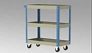 Rolling Tool Cart,with 3 Tier Tool Cart on Wheels,500lbs Load Capacity,Tool cart with Height-Adjustable Tiers,Tool Organizer for Garage, Service Cart Warehouse, Repair Shop and Home
