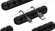 Cable Organizer Clips Cord Holder - 5 Packs Self Adhesive Cable Management for USB Cable/Power Cord/Wire, Car and Desk, Home and Office (7-5-3-1-1 Slots) Black Cord Organizer