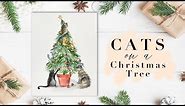 Cats on a Christmas Tree in Watercolour | Christmas Card Ideas