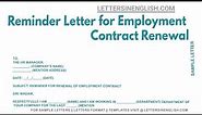 Reminder Letter For Employment Contract Renewal - Letter Reminding to Renew the Working Contract