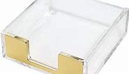Clear Gold Acrylic Sticky Note Pad Holder for Desk, Memo Holder Paper Dispenser, Multibey Desktop Accessories Organizer for Office School Home(Gold)