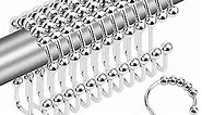 Shower Curtain Hooks,Sturdy Stainless Steel Double Sided Shower Hooks Rings for Bathroom Shower Curtain Rods Curtains Set of 12 Hooks - Chrome