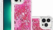 COTDINFOR Case for iPhone 15 Pro Max Case Glitter Liquid Cute Clear Phone Case Floating Quicksand Shockproof Protective Bumper Soft TPU Case for iPhone 15 Pro Max 6.7 inch Love Pink YB