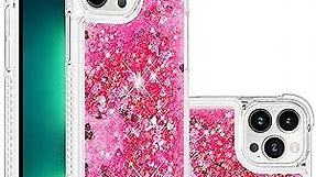COTDINFOR Case for iPhone 15 Pro Max Case Glitter Liquid Cute Clear Phone Case Floating Quicksand Shockproof Protective Bumper Soft TPU Case for iPhone 15 Pro Max 6.7 inch Love Pink YB
