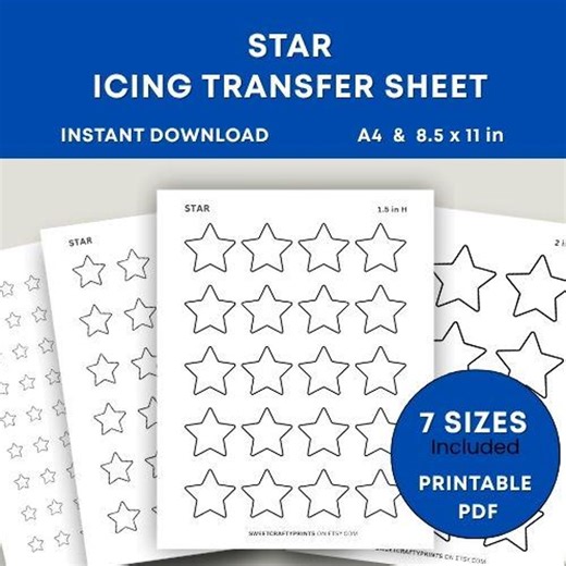 Royal Icing Star Transfer Template | Printable Christmas Icing Template | Cookie Icing Sheet | Piping Practice | Digital Download - Etsy UK
