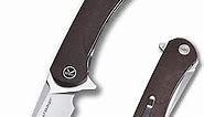 Folding Pocket Knife, 3.81 "D2 Steel Knife Micarta Handle EDC Knife, With Pocket Clip, Liner Lock, Sharp Outdoor Survival Knife, Camping Survival Hiking Knife KZ-628-M-BR