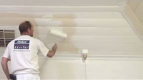 How To Paint Wood Paneling -- How to paint a wood or timber panel ceiling.