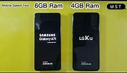 LG K52 vs Samsung A71 speed test comparison 4GB Ram vs 6GB Ram speed test MST official