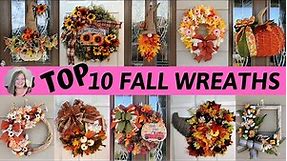 Top 10 Fall Wreaths ~ The Best Fall Wreaths to Make ~ Fall Wreath DIY Projects ~ Fall Crafts