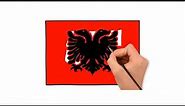 How To Draw Albanian Flag Easily step by step tutorial | Color page drawing