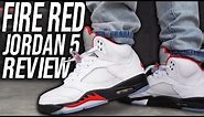 2020 JORDAN 5 FIRE RED REVIEW AND ON FOOT IN 4K !!!