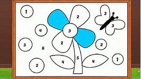 Coloring By Numbers Butterfly And Flower learn number color drawing painting For Kids And Toddlers