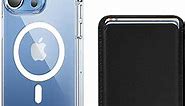 Dlinda 2-in-1 iPhone 13 Pro Magnetic Case Clear with Wallet Leather Card Holder, Compatible with MagSafe, iPhone 13 Pro Case with Magsafe, Yellow Resistant &MIL-Grade Drop Tested, -6.1'', Midnight