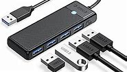 USB 3.0 Hub, ORICO 4-Port USB Hub, Ultra Slim USB Splitter for Laptop for MacBook, Mac Pro, iMac, Surface Pro,XPS, PS5, PC, Flash Drive, Mobile HDD(Black/0.5ft)