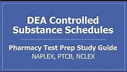 DEA Controlled Substance Drug Schedules - Pharmacy Law Test Prep Study Guide NAPLEX, PTCB PTCE