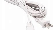 Two Prong Extension Cord 15 FT White Indoor AC 2 Prong Male and Female Power Cable Polarized for Nema 1-15P to 1-15R