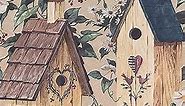 CONCORD WALLCOVERINGS ™ Rustic Country Style Wallpaper Border Featuring Birdhouses and Floral Vine, Beige Green Brown, 8.6 Inches by 15 Feet 5810618