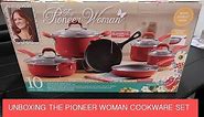 Unboxing The Pioneer Woman Vintage Speckle 10 Piece Non Stick Pre Seasoned Cookware Set