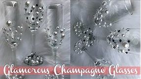 DIY Dollar Tree Champagne Glasses | Elegant Wedding Glasses