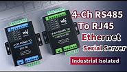 4Ch RS485 To RJ45 Ethernet Serial Server, Rail-Mount Industrial Isolated, Modbus Gateway, Option PoE