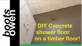 Installing and finishing a concrete floor in an upstairs bathroom shower wetroom. Easy and cheap!